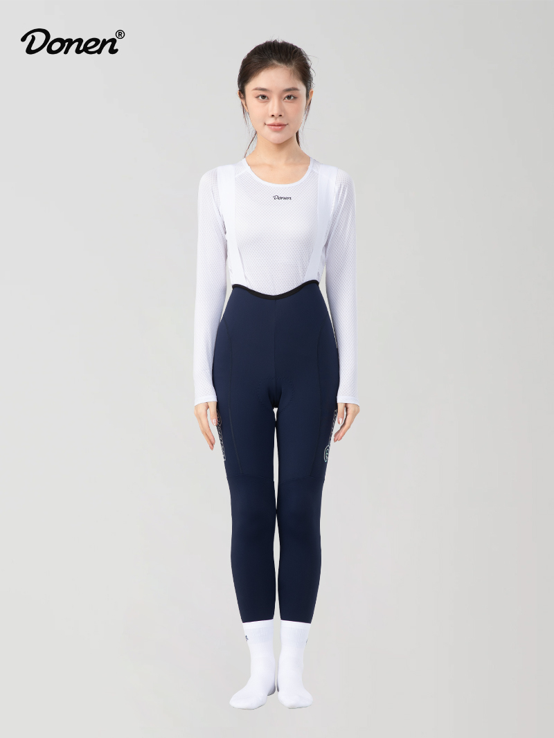 Women's  Ascend Thermal long bib Tights navy blue