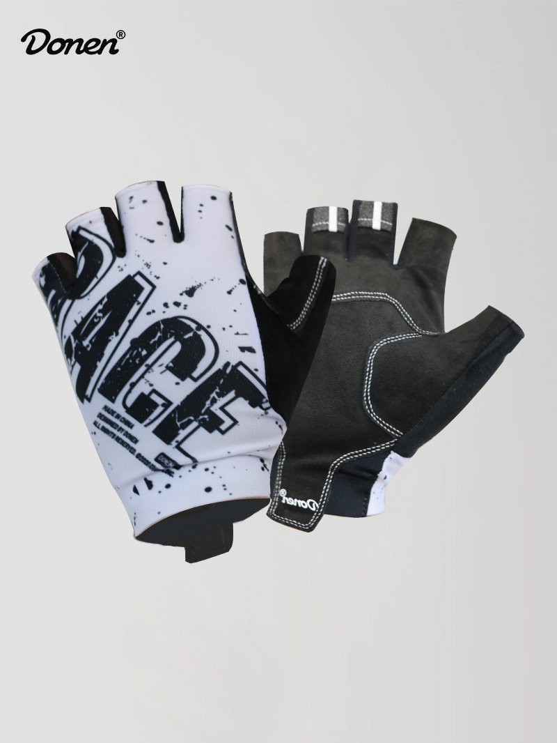half finger gloves  black and white